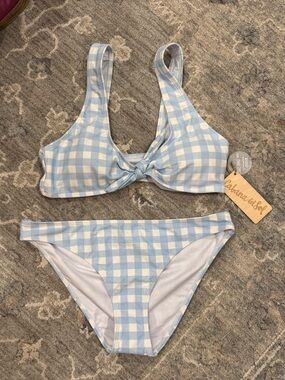 Cabana Life Blue and White Gingham Bikini Set